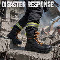 Bottes de protection robustes pour pompiers, anti-perforation, ignifuges, en cuir véritable, pour les interventions d'urgence