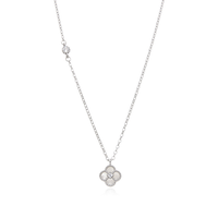 S925 Sterling Silber 18K Vergoldet ZIRKON Natürlicher Onyx Perlmutt Kleeblatt Ketten-Halskette Anlauffreier Luxus Damenschmuck