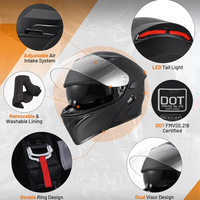 Casque de moto modulaire DOT léger en ABS à coque rabattable avec feu arrière LED