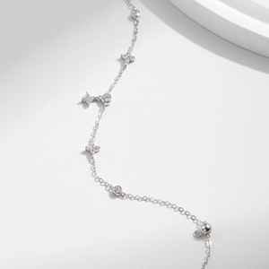 S925 Silver Star Chain <b>Bracelet</b> With Crystal Rhinestones Hypoallergenic Cubic Zirconia Minimalist Everyday Wear Women's Jewelry - Product Image 6