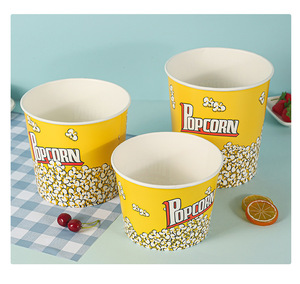 Popcorn Pattern Fast Food Packaging Single Wall <b>Disposable</b> Coated Paper <b>Cups</b> with Cmyk Print and Custom Logo Bucket - Product Image 6