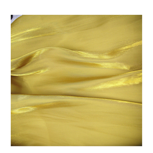 Tissu en polyester, aspect soie, satin brillant, tissé, <span class=keywords><strong>design</strong></span> de mode, matière en mousseline dorée - Product Image 1