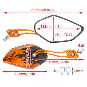 Rétroviseur de moto/scooter Mocell en alliage d'aluminium, motif flamme Ghost Fire, universel 8mm/10mm - Product Image 2