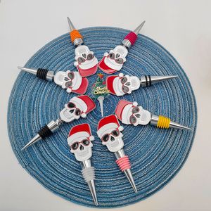 Chen Xusheng Christmas Skull Bottle Stoppers Stainless Steel Colorful Wine Stopper Set For Holiday Beverage Serving - Product Image 1