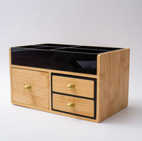 Armoire de rangement de luxe multi-niveaux en bambou et acrylique pour cosmétiques, bijoux et papeterie