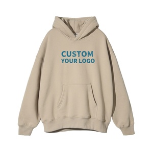 Sweat-shirt à capuche court en coton uni 380 450Gsm pour homme, surdimensionné, streetwear, lourd, personnalisable, TKAN604 - Product Image 1