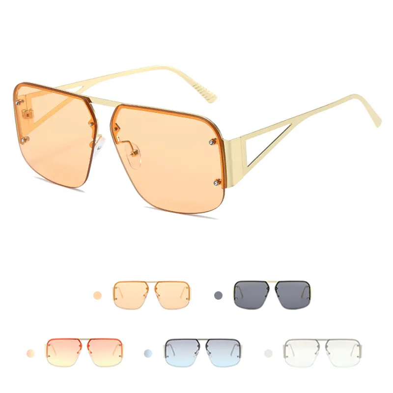 Hợp thời trang vuông hàng không kính mát 2023 mens womens retro kim loại không có vành khung shades lentes de sol biểu tượng tùy chỉnh kính 2024