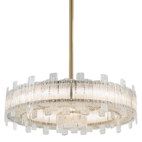 JYLIGHTING Lustre en verre givré artisanal de luxe, hauteur réglable, cadre en or brossé, luminaire suspendu moderne pour salon