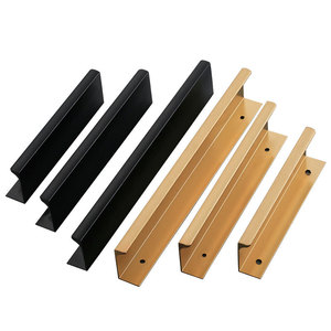 Lcedis Cabinet Handle Black Brushed Aluminum Alloy Bar Minimalist Design For <b>Kitchen</b> Wardrobe Furniture <b>Hardware</b> - Product Image 3