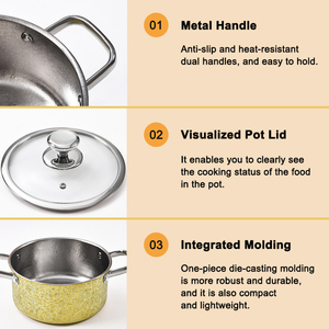 Cuisine en acier inoxydable double oreille pot <span class=keywords><strong>de</strong></span> stock alimentaire anti-adhésif en acier à trois couches pot <span class=keywords><strong>de</strong></span> soupe - Product Image 5