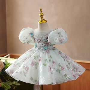 Boutique Blumen druck Prinzessin Baby Mädchen Leistung Flauschige Kleider Kinder Hochzeits kleidung Mädchen Party Prom Kleid 1 bis 12 Jahre - Product Image 6