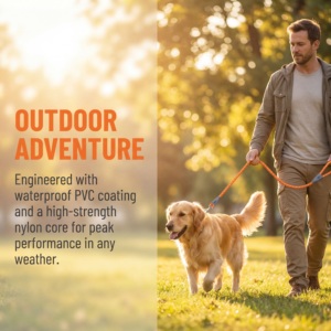 Ensemble <span class=keywords><strong>collier</strong></span> et laisse pour <span class=keywords><strong>chien</strong></span> en PVC gaufré imperméable, résistant à la déchirure, flexible, anti-emmêlement, avec clip pivotant à 360° pour l'entraînement - Product Image 4
