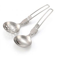 Ensemble de spatules pliantes en acier inoxydable 304, cuillère de cuisine portable, écumoire, louche, kit pour le camping et la cuisine