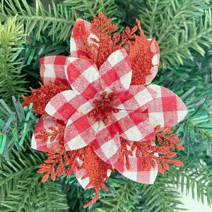 Gold <b>Glitter</b> Artificial Poinsettia Flower Heads Christmas Tree Ornaments Arranging Wreath Holiday Decorations Christmas Factory - Product Image 2
