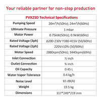 Pompa Rotary Vane Direct Drive Wordfik Small Single Stage Berpelumas Oli untuk Mesin Pengemasan 20-24m³/jam 1mbar