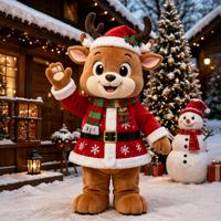 Costume de mascotte de Noël Dauphin Bleu de Dessin Animé, avec Chapeau de Père Noël et Écharpe Flocon de Neige Rouge, en Peluche et Matériau EVA, pour Adulte, pour Événements de Noël