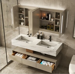 China Antique Oak Hanging Bathroom Cabinet with Double Basin Corner <strong>Vanity</strong> <strong>Units</strong> - Product Image 2