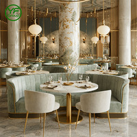 Ensemble de table et chaises de luxe en gros pour usine, avec banquette ronde incurvée en bois et velours, mobilier de restaurant pour hôtel et bar