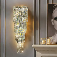Lampe murale LED moderne en cristal pour hôtels, villas, duplex, salons, couloirs intérieurs de luxe, chambres et décoration d'intérieur