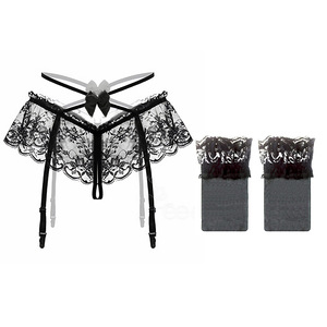 Calze giarrettiera di seta nera Sexy piccolo diavolo in pizzo a tubo lungo belle gambe con apertura calda cavallo sottile puro desiderio collant Lingerie - Product Image 6