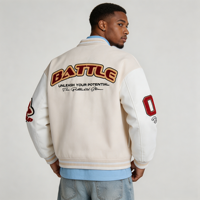 Veste universitaire personnalisée 100% coton, coupe oversize et courte, construction à bouton unique, style Academia moderne, pour homme