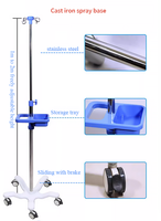 Support de perfusion robuste en acier inoxydable avec base à 5 pieds, crochets multiples, support portable pour perfusion intraveineuse en milieu hospitalier, certifié Classe I