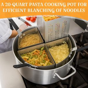Stainless steel multi-compartment <b>pot</b> Strainer for <b>vegetables</b> and noodles Induction stove compatible - Product Image 4