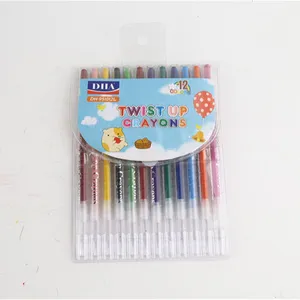 Customized High Quality Non-Toxic Bright Color Popular Twist Up plastic Crayon Set for Kids