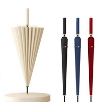 Parapluie automatique pour hommes d'affaires à 24 baleines, manche long droit, résistant aux intempéries, vente en gros, logo personnalisable