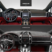Penutup Dasbor Italia untuk Interior Porsche Cayenne Mewah Hitam 2012-2016 Pelindung Bantalan Karpet Aksesoris Mobil
