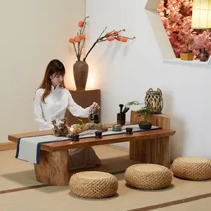 Katı ahşap çay masası ve sandalye seti dilsiz tarzı çay masası japon Tatami çay masası