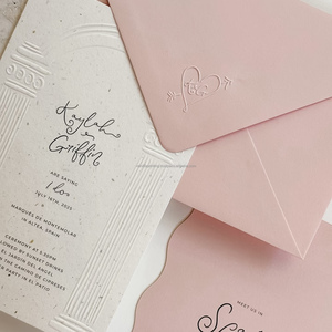 Juegos de tarjetas de invitación de impresión en relieve ciego troquelado de lujo personalizado Material de papel para eventos especiales con diseño de grabado en relieve - Product Image 3