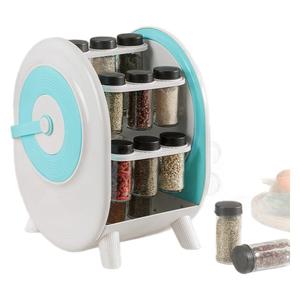 Grande roue rotative à deux niveaux organisateur d'épices support accessoires de rangement de cuisine pot à épices en verre évier salle de bain bureau Design - Product Image 6
