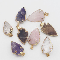 Nouveau minerai naturel améthyste rose cristal blanc cristal indien agate fait à la main doré flèche pendentif ornement accessoires pour bricolage