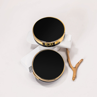 Boîte à coussin d'air rond noir et or bb crème, conteneur de maquillage fond de teint, étui d'emballage