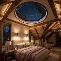 Claraboya Circular Eléctrica Inteligente BOCHARM, Ventana de Techo Redonda Motorizada con Control WiFi para Sala de Estar Moderna y Lujosa, Control por Aplicación