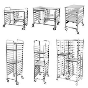 Customized Kitchen Equipment Stainless Steel <b>Rack</b> Tray Trolley with Wheels / Baking Tray Trolley Removable Trolley Carts - Product Image 1