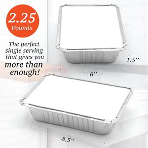 Disposable TakeAway To-go Food Container Custom Packing Aluminum Foil Container Wholesale Foil Trays Aluminum Foil <b>Pan</b> with <b>Lid</b> - Product Image 2