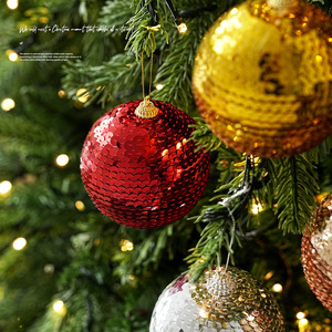 LINGKAI Shiny Sequin Christmas <b>Ball</b> Ornaments Colorful <b>Glitter</b> Hanging Baubles for Holiday Party Xmas Tree Decor - Product Image 4