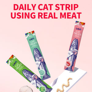 Tiras de Carne para Gatos OEM ODM con Carne Real, Alto Contenido de Proteína 95%, 3 Sabores: Atún, Salmón y Camarón, Premios Diarios Saludables Sin Granos para Gatos - Product Image 2