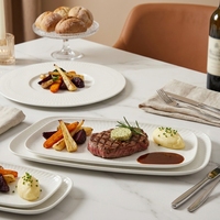 Service de vaisselle en porcelaine blanche céladon ST – Assiettes et plats en céramique américaine polie pour le petit-déjeuner, les salades, l'hôtellerie et la restauration