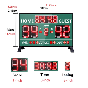 YIZHI Brand New Rechargeable <strong>LED</strong> <strong>Timer</strong> INNING <strong>Display</strong> Electronic Digital Softball and Baseball Scoreboard With Remote Control - Product Image 2