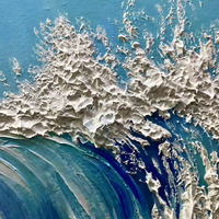 Peinture à l'huile d'art abstrait de texture d'océan 3D personnalisée en gros pour décoration murale d'hôtel et support de toile de zones côtières