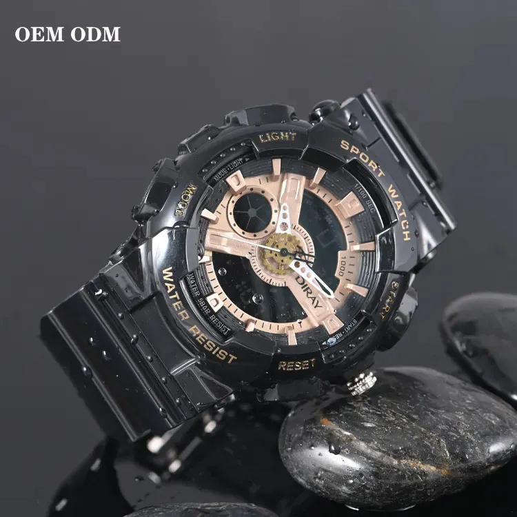 Mens Wrist Watches DIRAY Factory Wholesale G Style Shock Led Wrist Digital Sport Chronograph Analog Dual Time Watch For Men