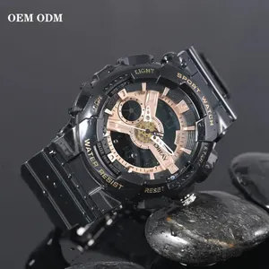 DIRAY pabrik grosir G gaya Shock Led pergelangan tangan Digital olahraga PC Chronograph Analog jam tangan dua waktu untuk pria