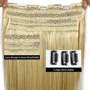 Extensiones de Cabello con Hilo Invisible P8/613, Cabello Humano Rubio con Reflejos, Extensiones de Cabello con Clip de Una Pieza, Línea Transparente - Product Image 4