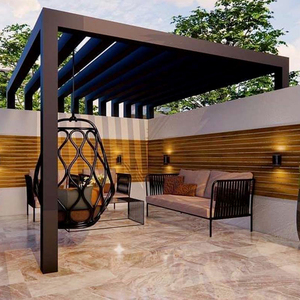 Pergola <span class=keywords><strong>en</strong></span> aluminium pour jardin, terrasse et arrière-cour, éco-responsable, résistante à la décomposition, imperméable, avec revêtement <span class=keywords><strong>en</strong></span> <span class=keywords><strong>poudre</strong></span>, mobilier d'extérieur - Product Image 4