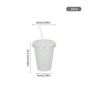 Vaso de Plástico PP de 710 ml (24 oz) que Brilla en la Oscuridad, con Tapa y Pajita, Color Verde Neón Cambiante, Moderno, Minimalista, de Pared Simple, Reutilizable - Product Image 5