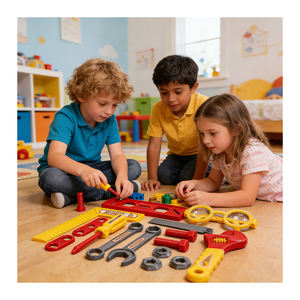 Early Learning Tool Set <b>Wooden</b> Workbench <b>Toolbox</b> Engineer Toy Drill Construction Pretend Play Motor Skills Activity Toy - Product Image 5