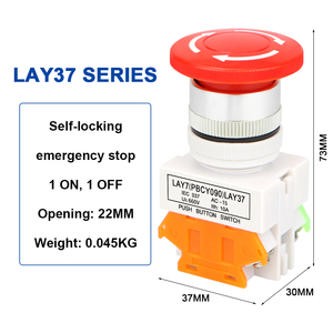Bouton d'arrêt d'urgence LAY37 Y090, interrupteur à bouton-poussoir 22MM - Product Image 3